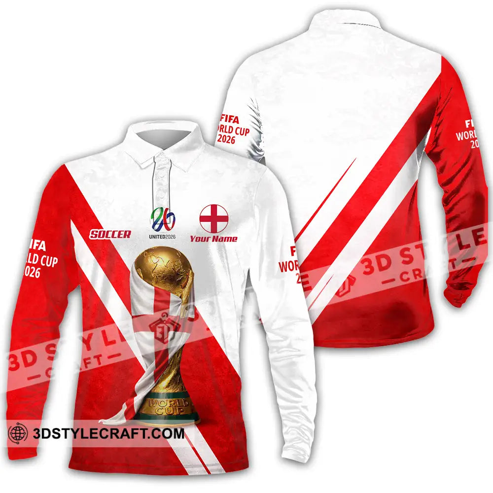 Unisex Shirt - Custom England World Cup 2026 3D Shirt - Long Sleeve Polo / S - T-shirt