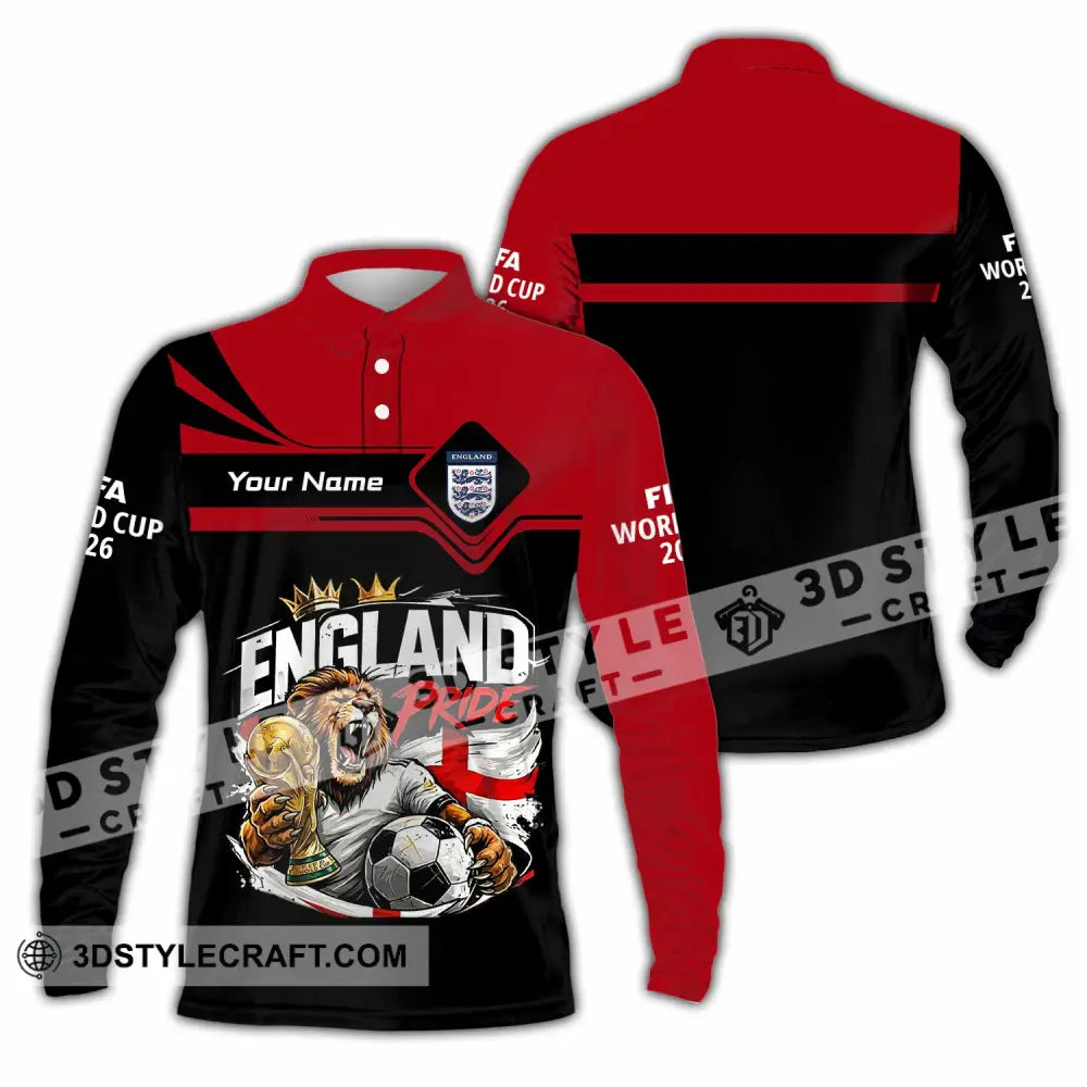 Unisex Shirt - Custom England World Cup 2026 3D Shirt - Long Sleeve Polo / S - T-shirt