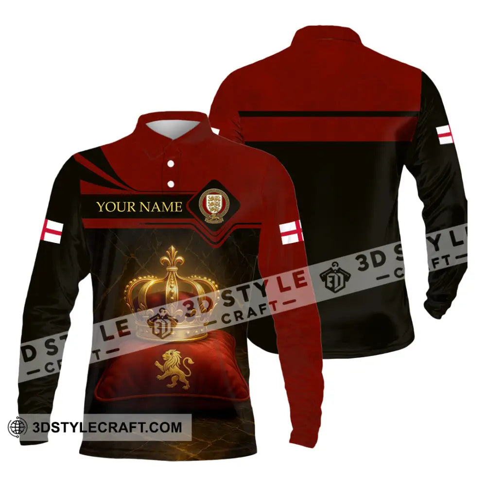 Unisex Shirt - Custom England 3D Shirt Long Sleeve Polo / S T-shirt