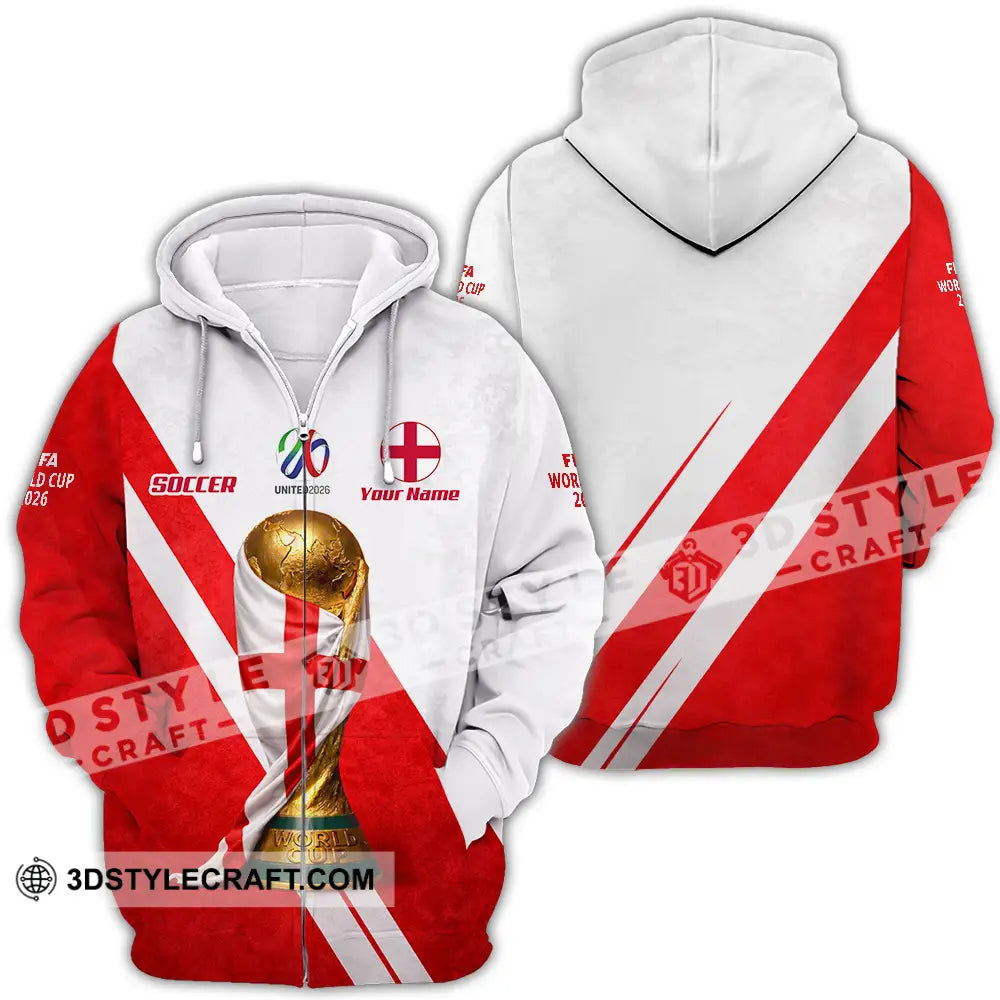 Unisex Shirt - Custom England World Cup 2026 3D Shirt - Zipper Hoodie / S - T-shirt