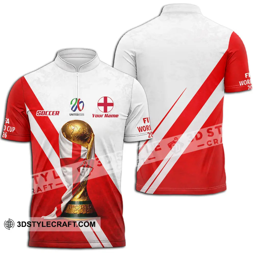Unisex Shirt - Custom England World Cup 2026 3D Shirt - Zipper Polo Shirt / S - T-shirt
