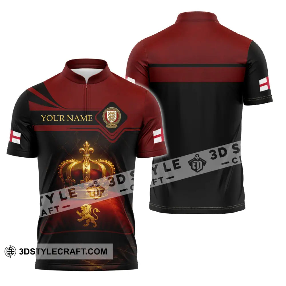 Unisex Shirt - Custom England 3D Shirt Zipper Polo Shirt / S T-shirt