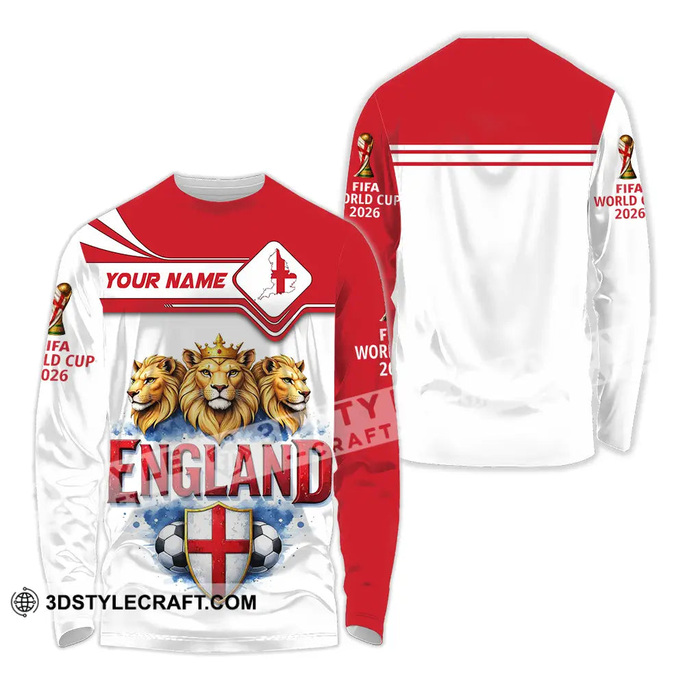 Unisex Shirt - Custom England World Cup 2026 3D Shirt Long Sleeve Shirt / S T-shirt