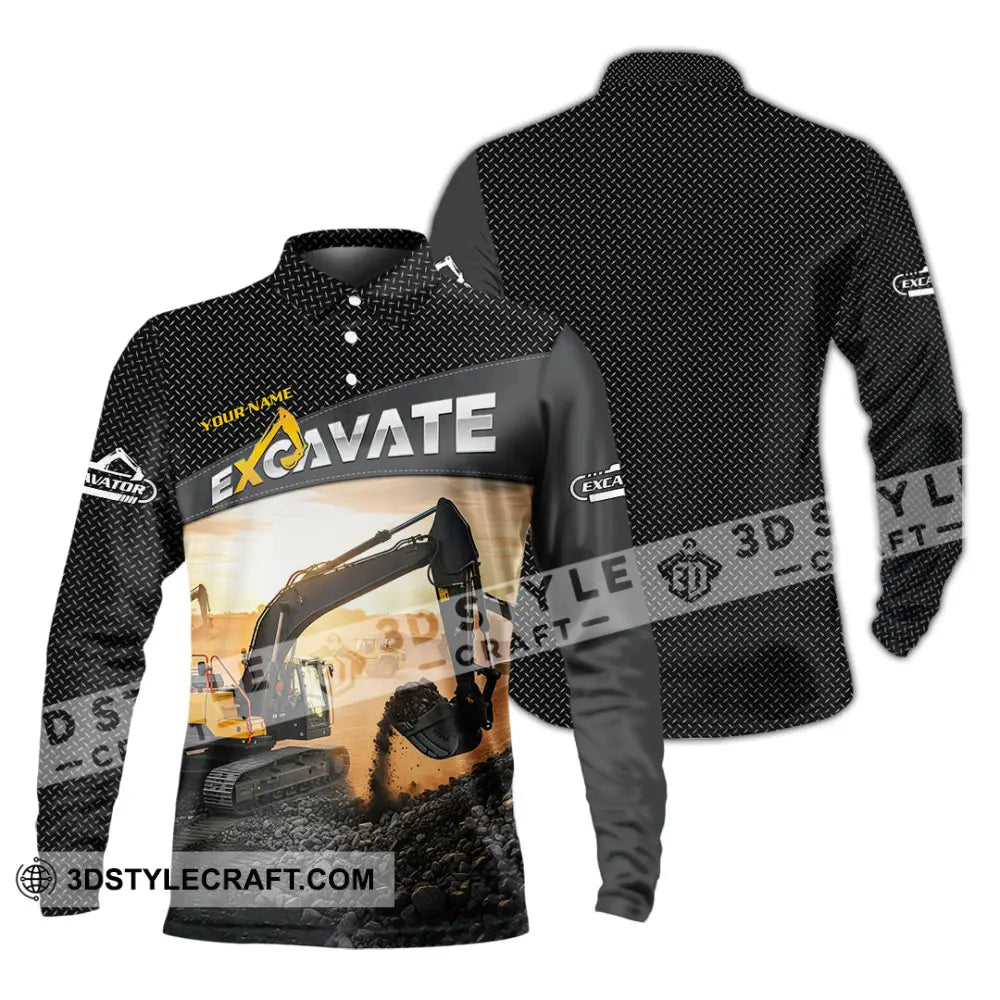 Unisex Shirt - Custom Excavator Shirt - Long Sleeve Polo / S - T-shirt
