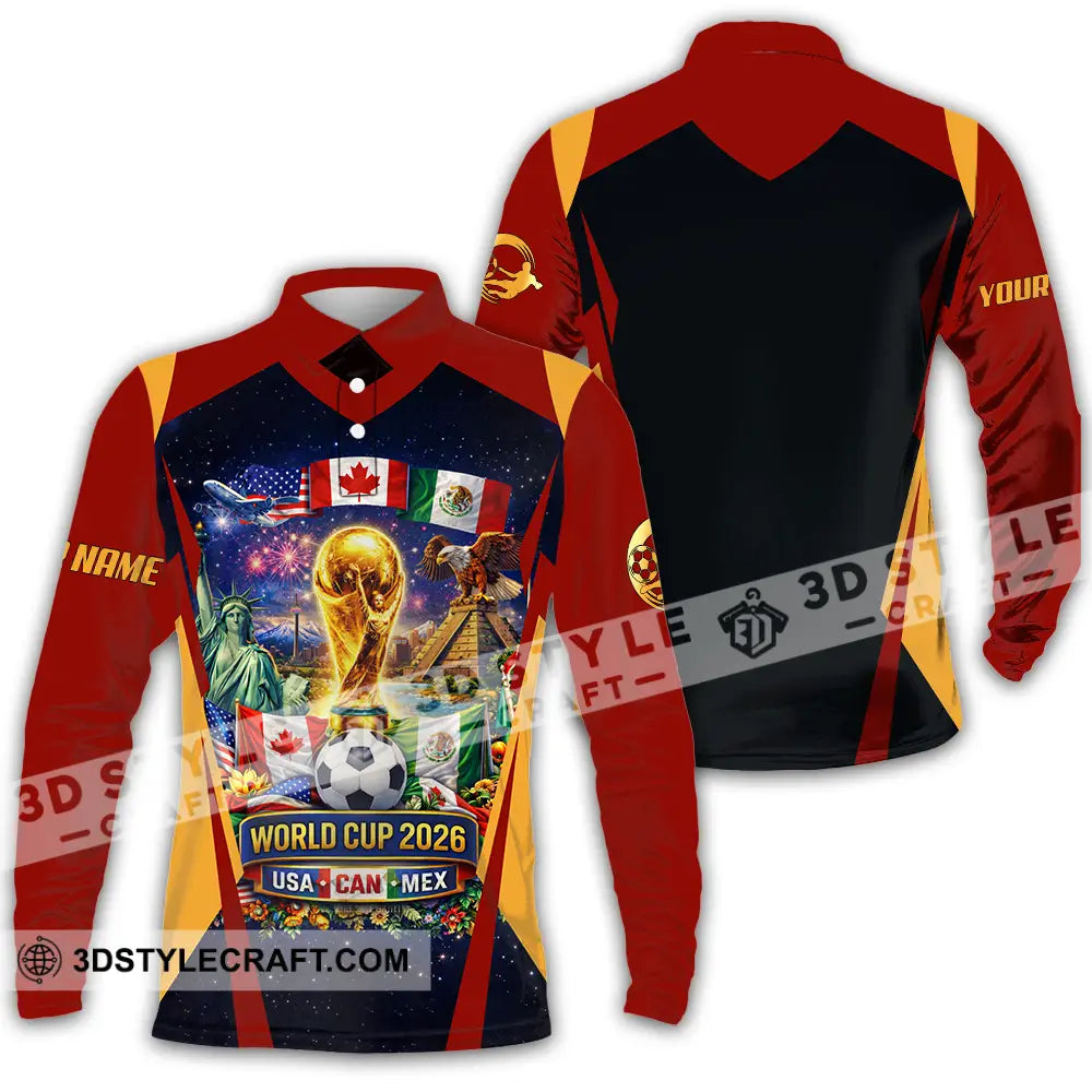 Unisex Shirt - Custom FIFA World Cup 2026 3D Shirt Long Sleeve Polo / S T-shirt