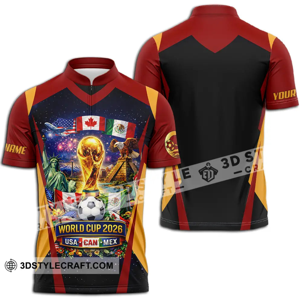 Unisex Shirt - Custom FIFA World Cup 2026 3D Shirt Zipper Polo Shirt / S T-shirt