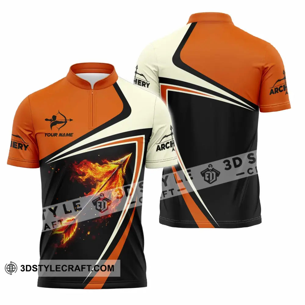 Unisex Shirt - Custom Fire Archery Lover Shirt Zipper Polo Shirt / S T-shirt