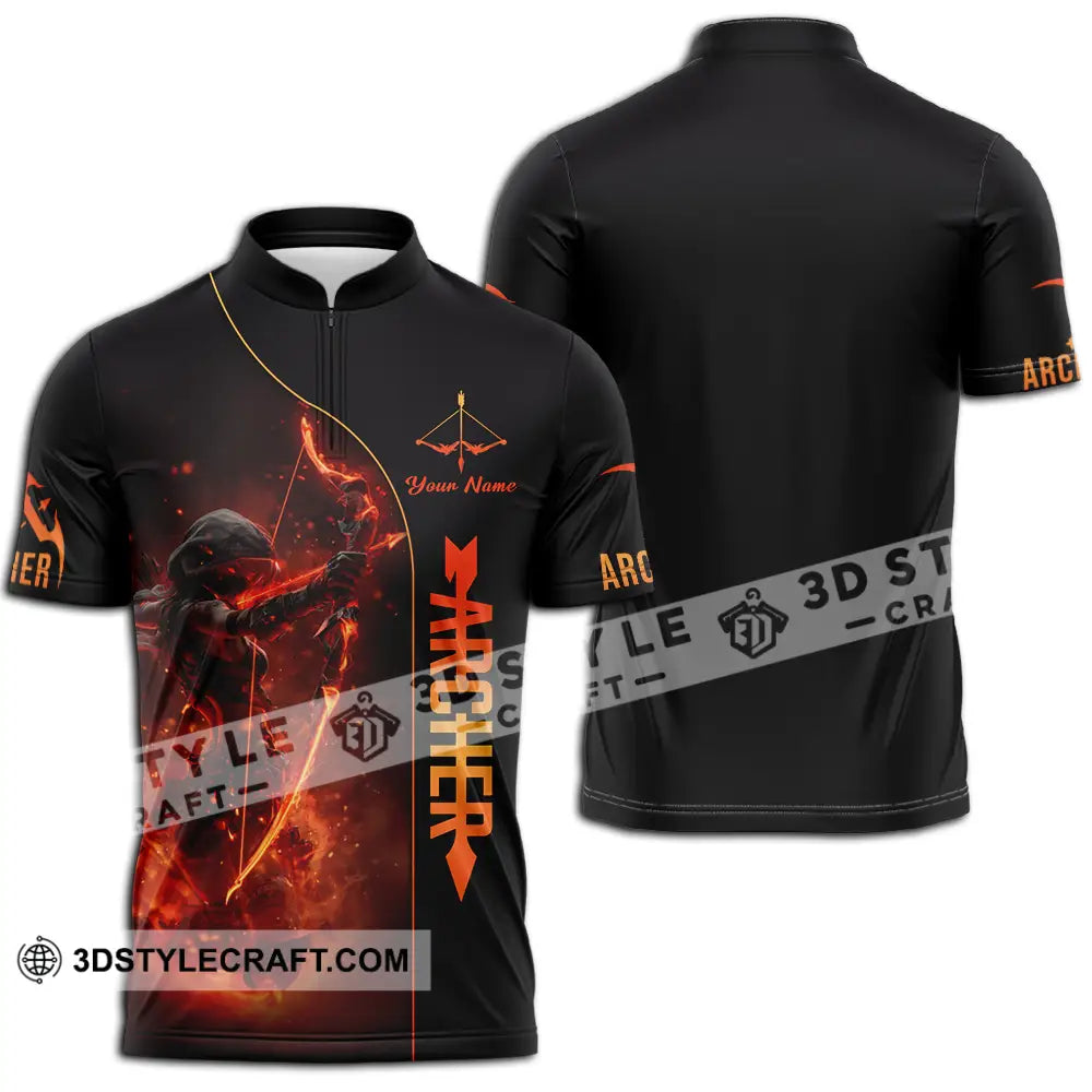 Unisex Shirt - Custom Fire Archery Shirt Zipper Polo Shirt / S T-shirt