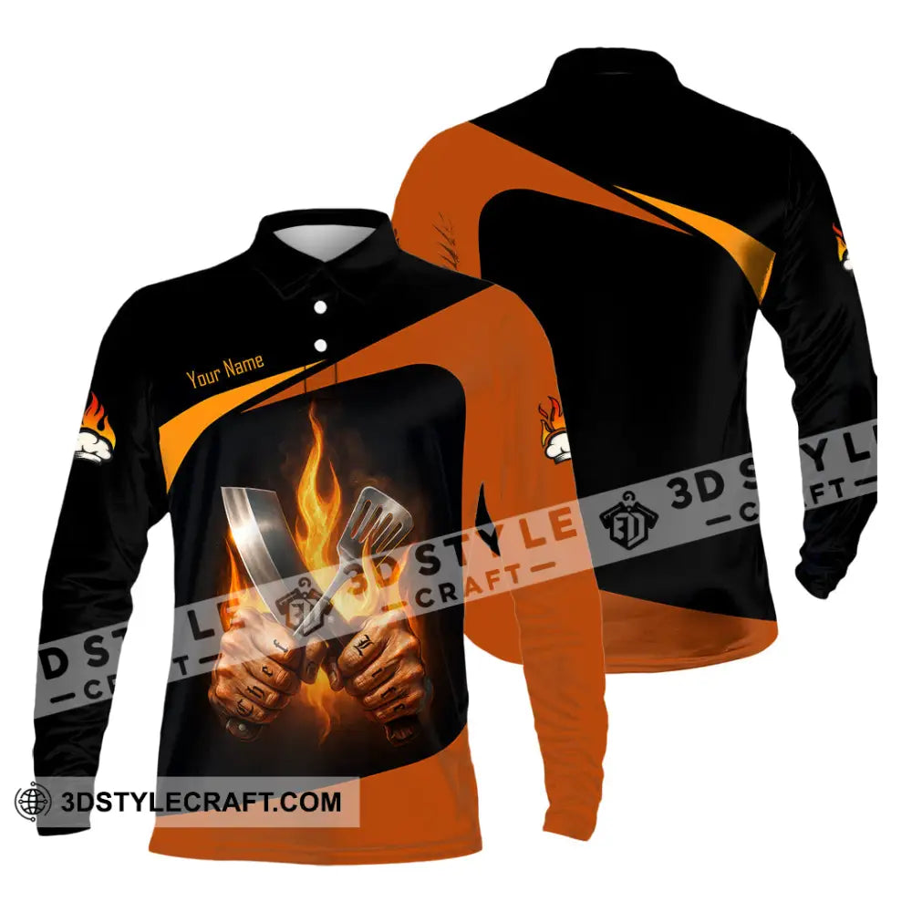 Unisex Shirt - Custom Fire Master Chef Shirt Long Sleeve Polo / S T-shirt