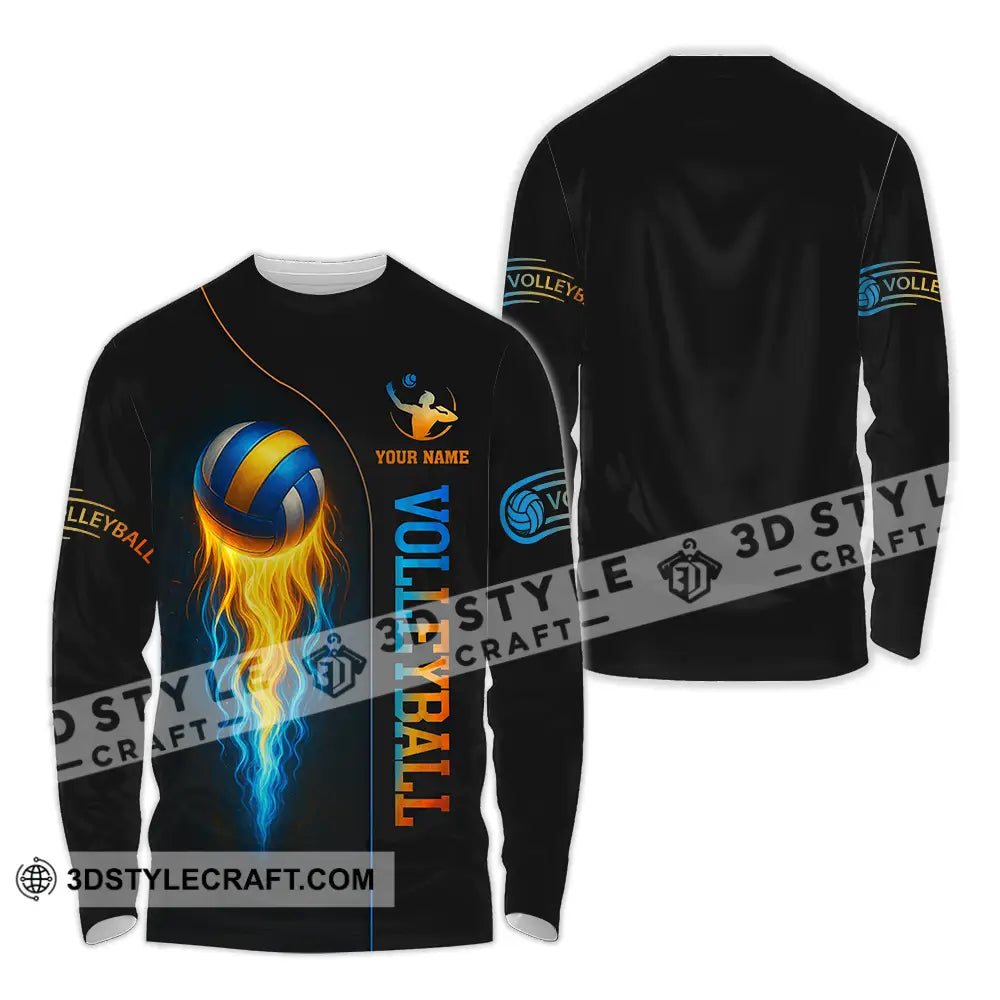 Unisex Shirt - Custom Fire Volleyball Shirt Long Sleeve Shirt / S T-shirt