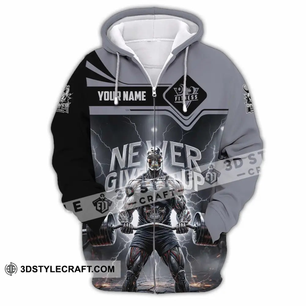 Unisex Shirt - Custom Fitness Never Give Up 3D Shirt Zipper Hoodie / S T-shirt