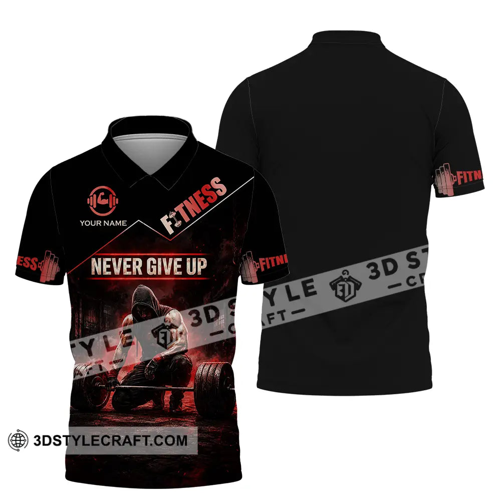 Unisex Shirt - Custom Fitness Never Give Up Shirt - Polo Shirt / S - T-shirt