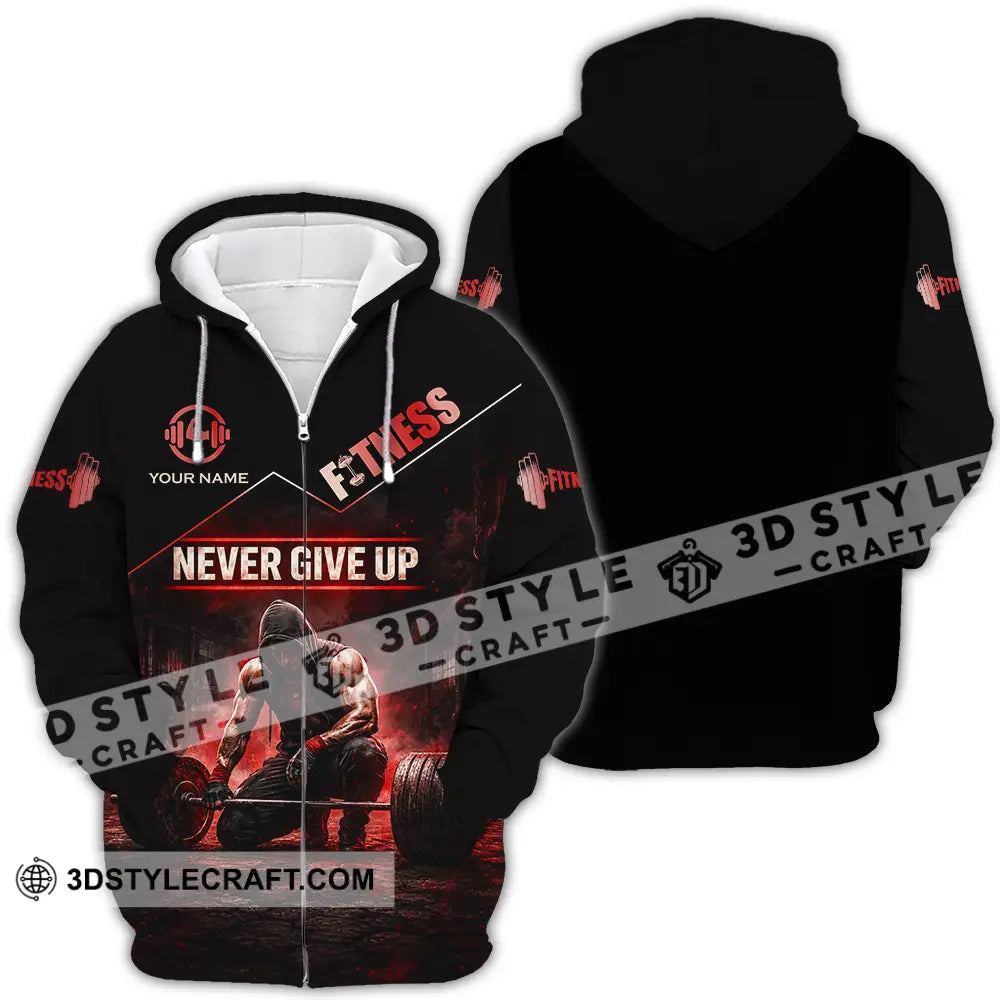 Unisex Shirt - Custom Fitness Never Give Up Shirt - Zipper Hoodie / S - T-shirt