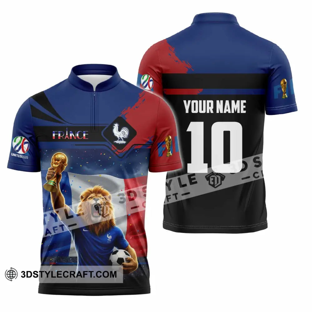 Unisex Shirt - Custom France 3D Shirt Zipper Polo Shirt / S T-shirt