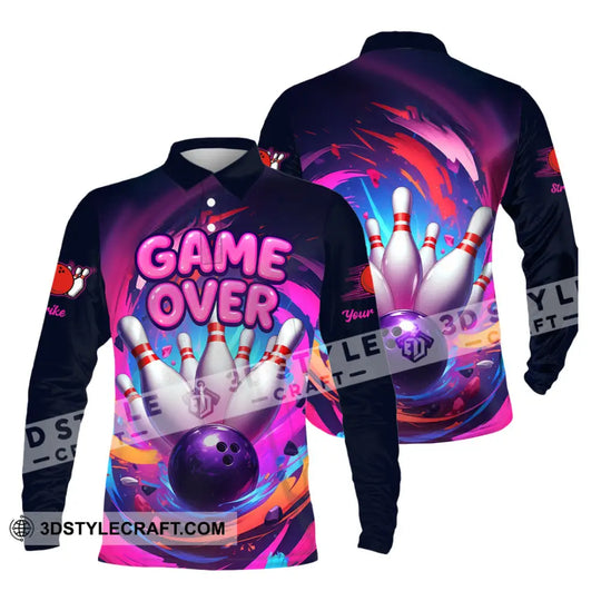 Unisex Shirt - Custom Funny Bowling Game Purple Shirt style option 3