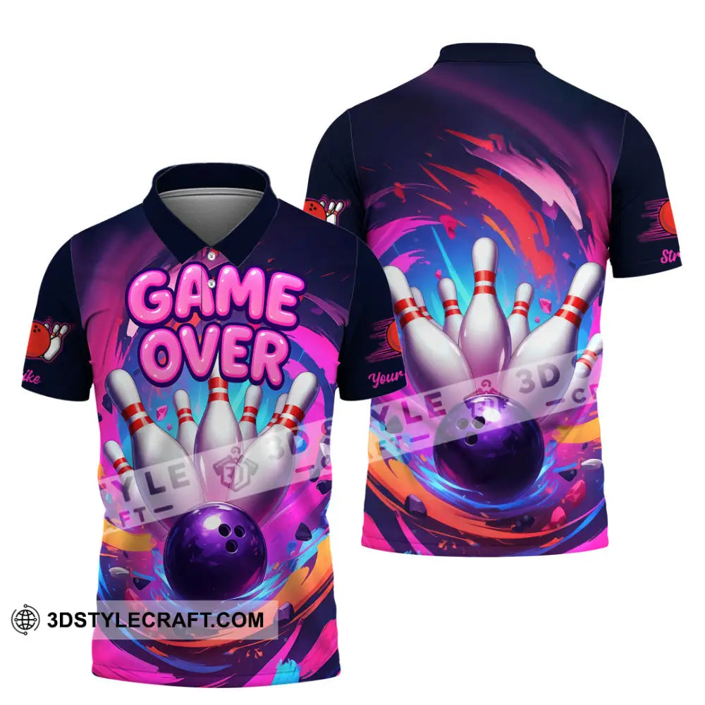 Unisex Shirt - Custom Funny Bowling Game Purple Shirt Polo Shirt / S T-shirt