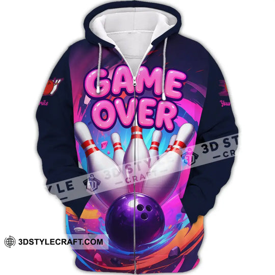 Unisex Shirt - Custom Funny Bowling Game Purple Shirt style option 2