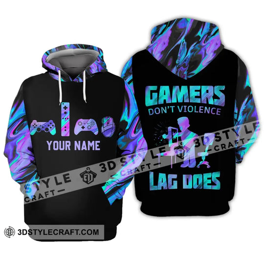 Unisex Shirt - Custom Gamer Name T-Shirt, Gamers Don't Violence Lag Does style option 3