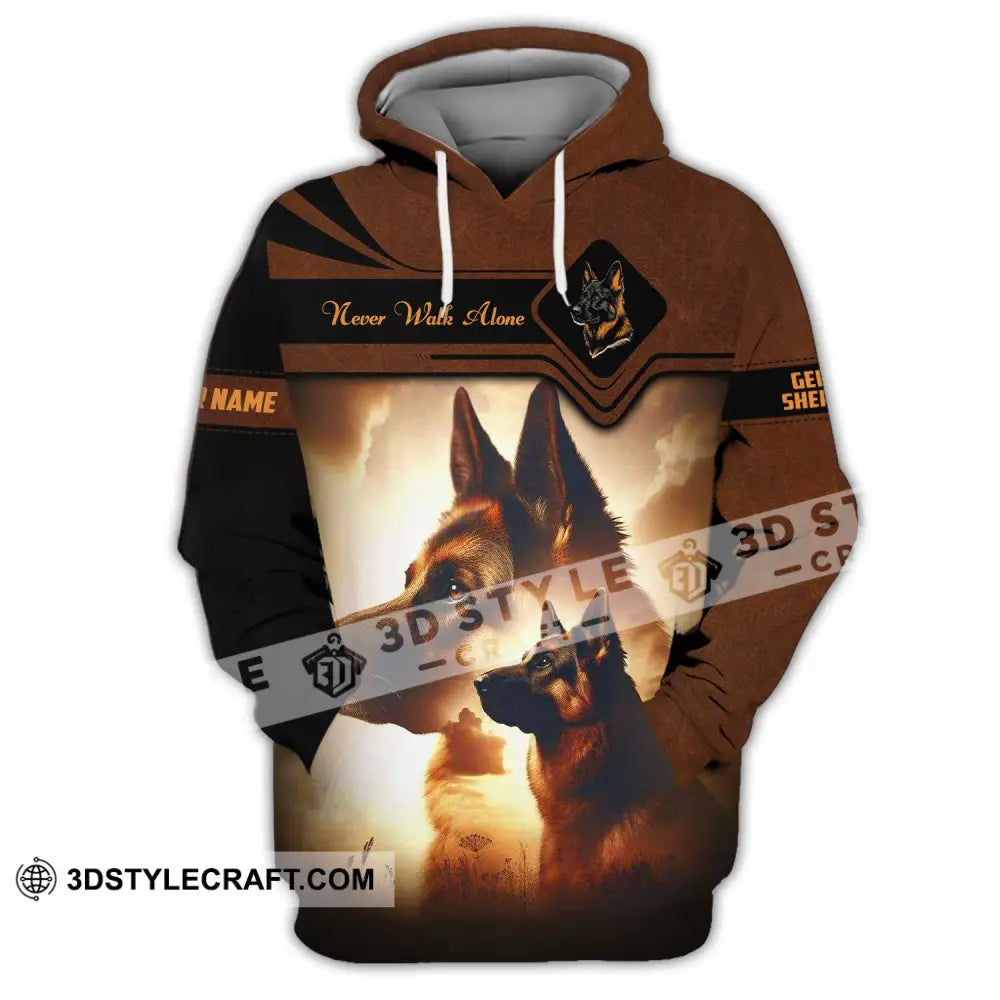 Unisex Shirt - Custom German Shepherd Never Walk Alone Shirt Hoodie / S T-shirt