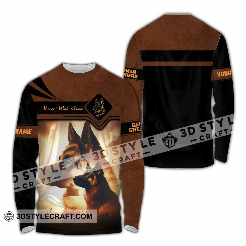 Unisex Shirt - Custom German Shepherd Never Walk Alone Shirt Long Sleeve Shirt / S T-shirt