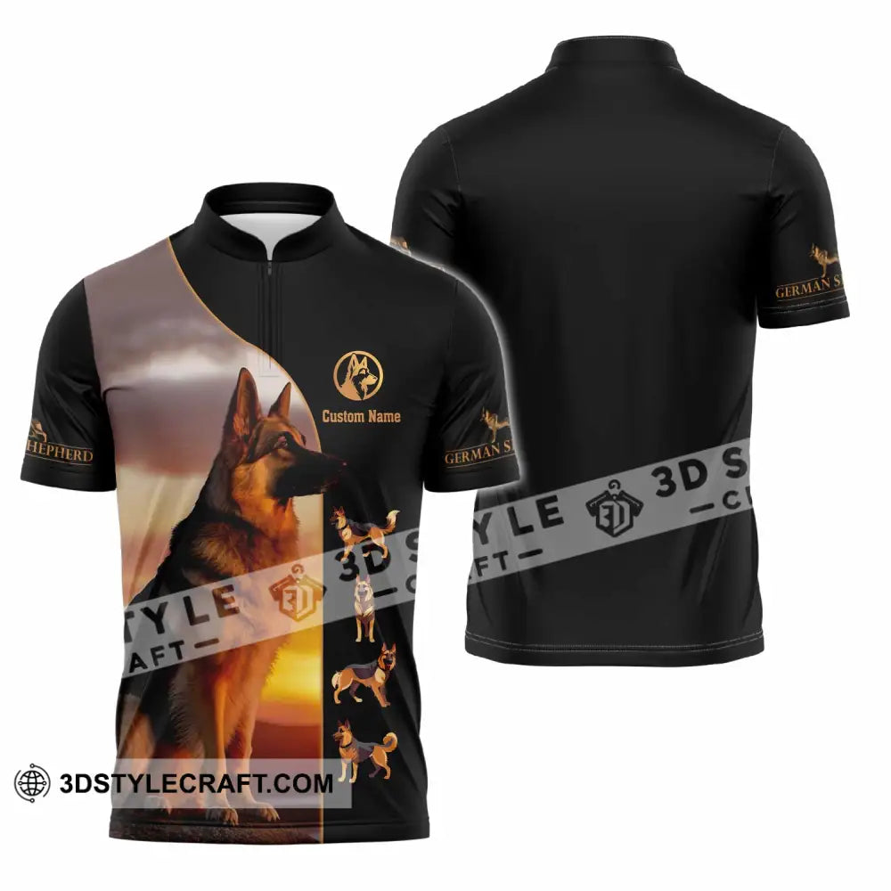 Unisex Shirt - Custom German Shepherd Shirt Zipper Polo Shirt / S T-shirt