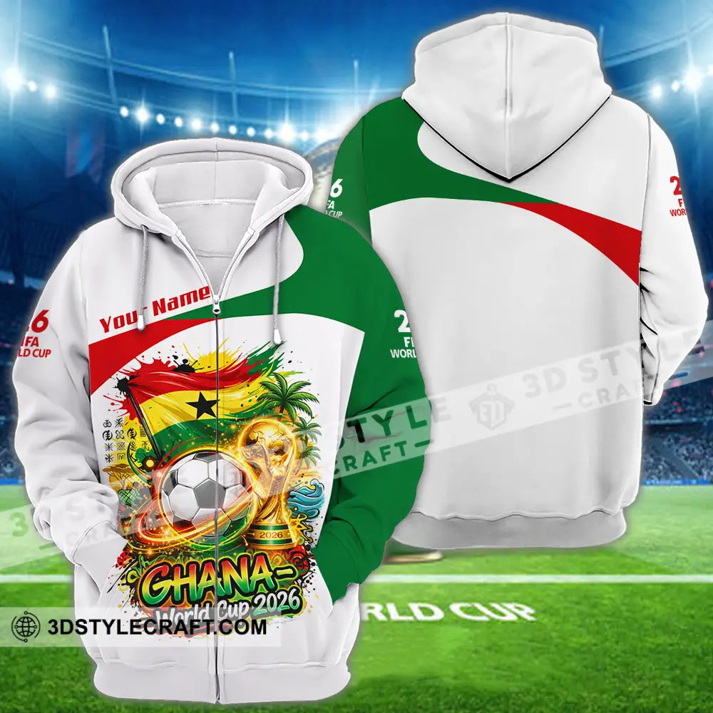 Unisex Shirt - Custom Ghana World Cup 2026 3D Shirt - Zipper Hoodie / S - T-shirt