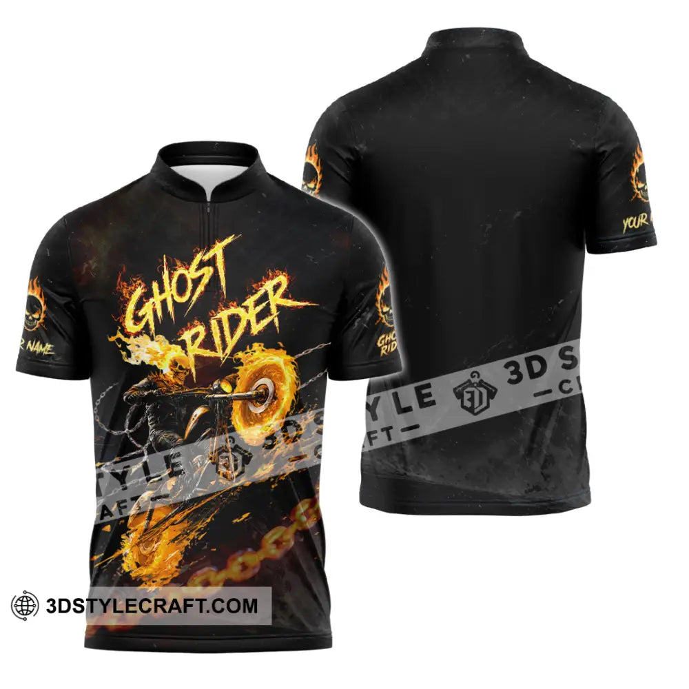 Unisex Shirt - Custom Ghost Rider Shirt - Zipper Polo Shirt / S - T-shirt