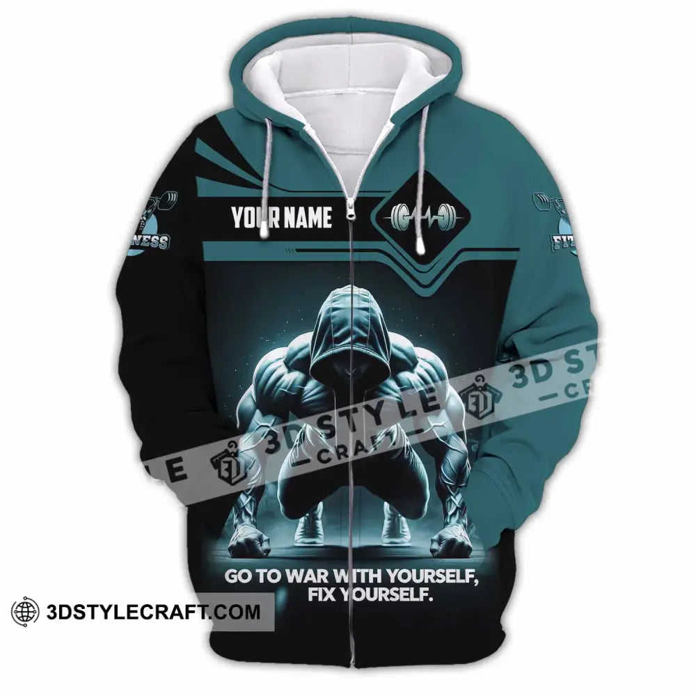 Unisex Shirt - Custom Go To War With Yourself Fix Yourself 3D Shirt Zipper Hoodie / S T-shirt