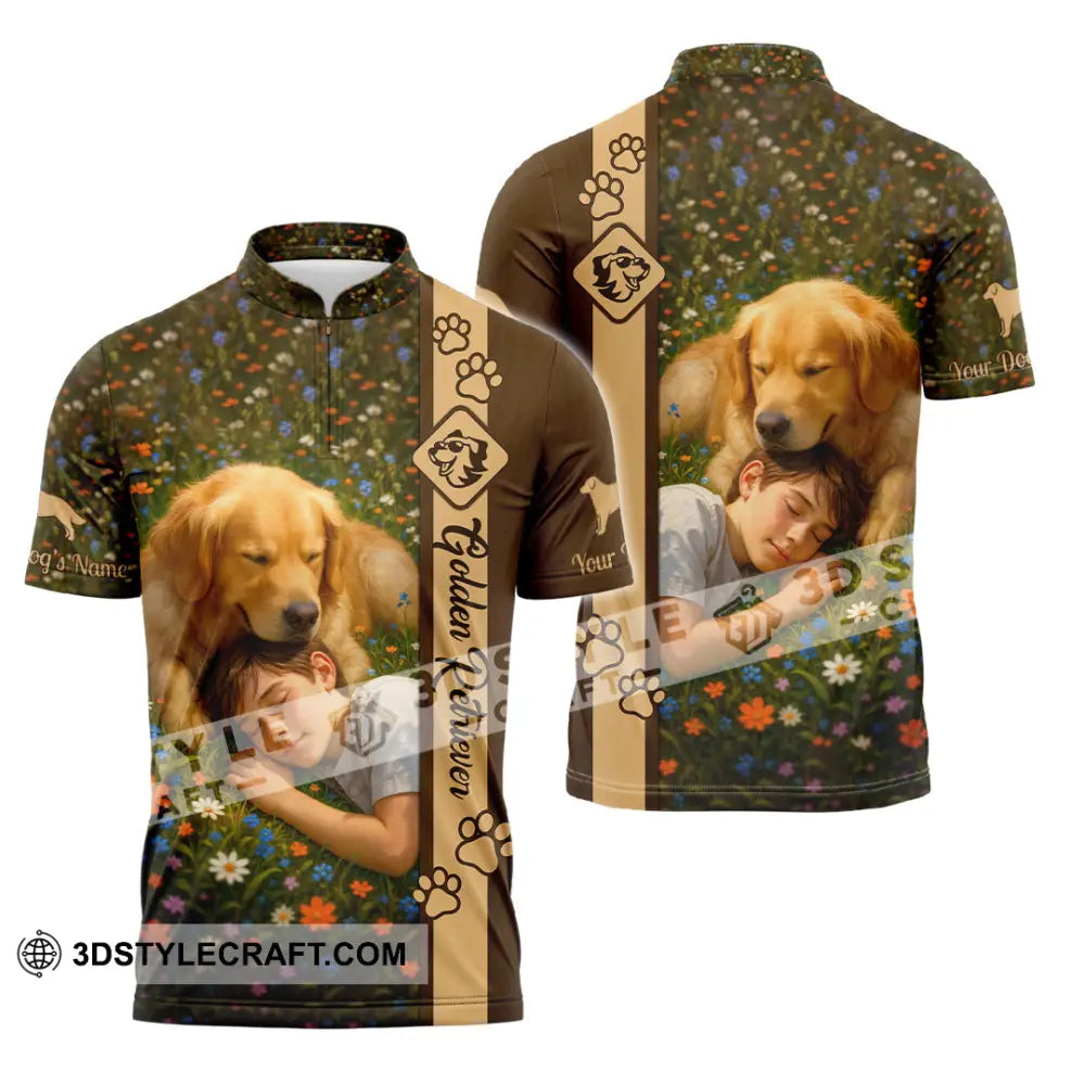 Unisex Shirt - Custom Golden Retriever Shirt Zipper Polo Shirt / S T-shirt