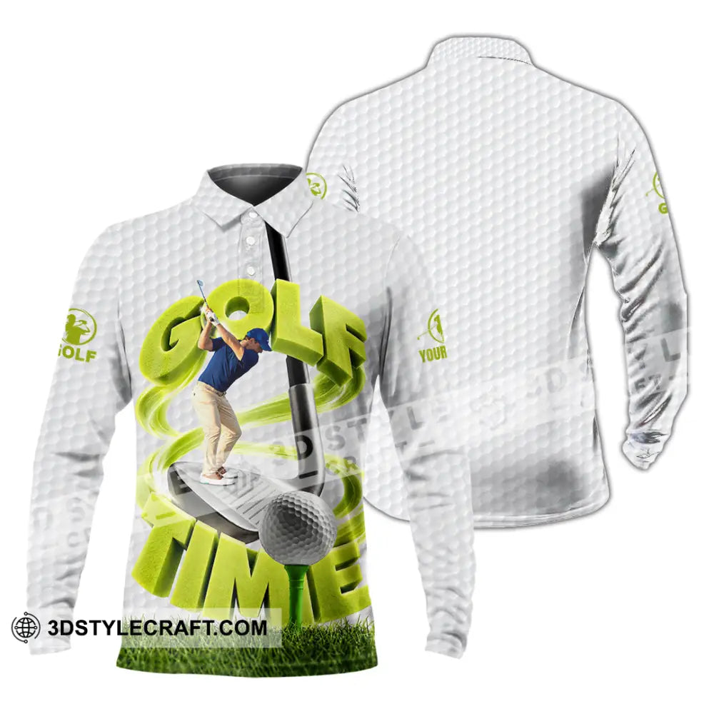 Unisex Shirt - Custom Golf Time Shirt - Long Sleeve Polo / S - T-shirt