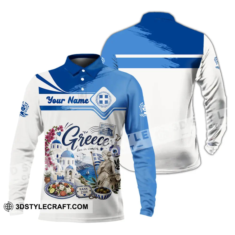 Unisex Shirt - Custom Greece Shirt - Long Sleeve Polo / S - T-shirt