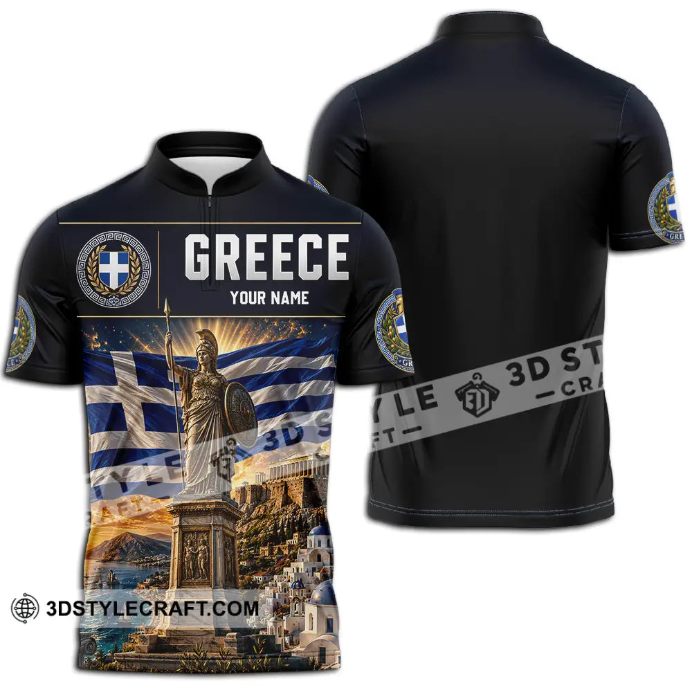 Unisex Shirt - Custom Greece Shirt - Zipper Polo Shirt / S - T-shirt