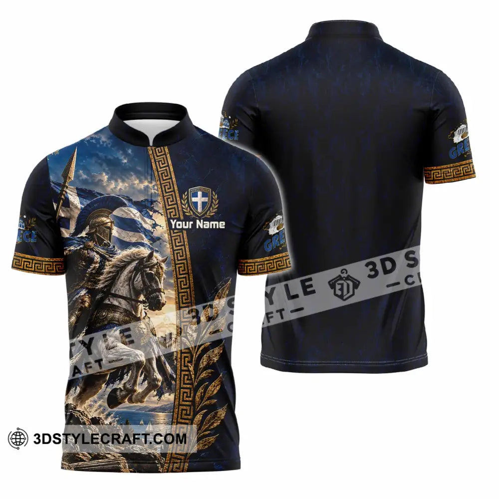 Unisex Shirt - Custom Greece Shirt - Zipper Polo Shirt / S - T-shirt