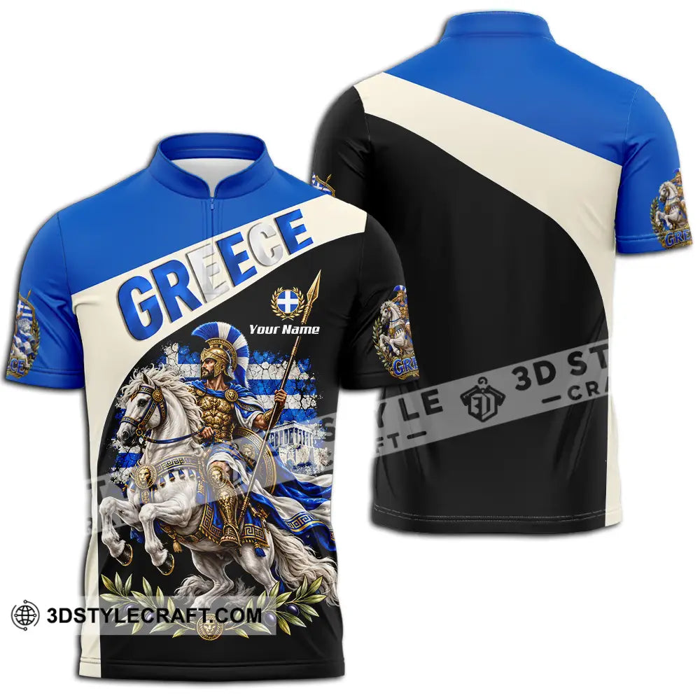 Unisex Shirt - Custom Greece Shirt - Zipper Polo Shirt / S - T-shirt