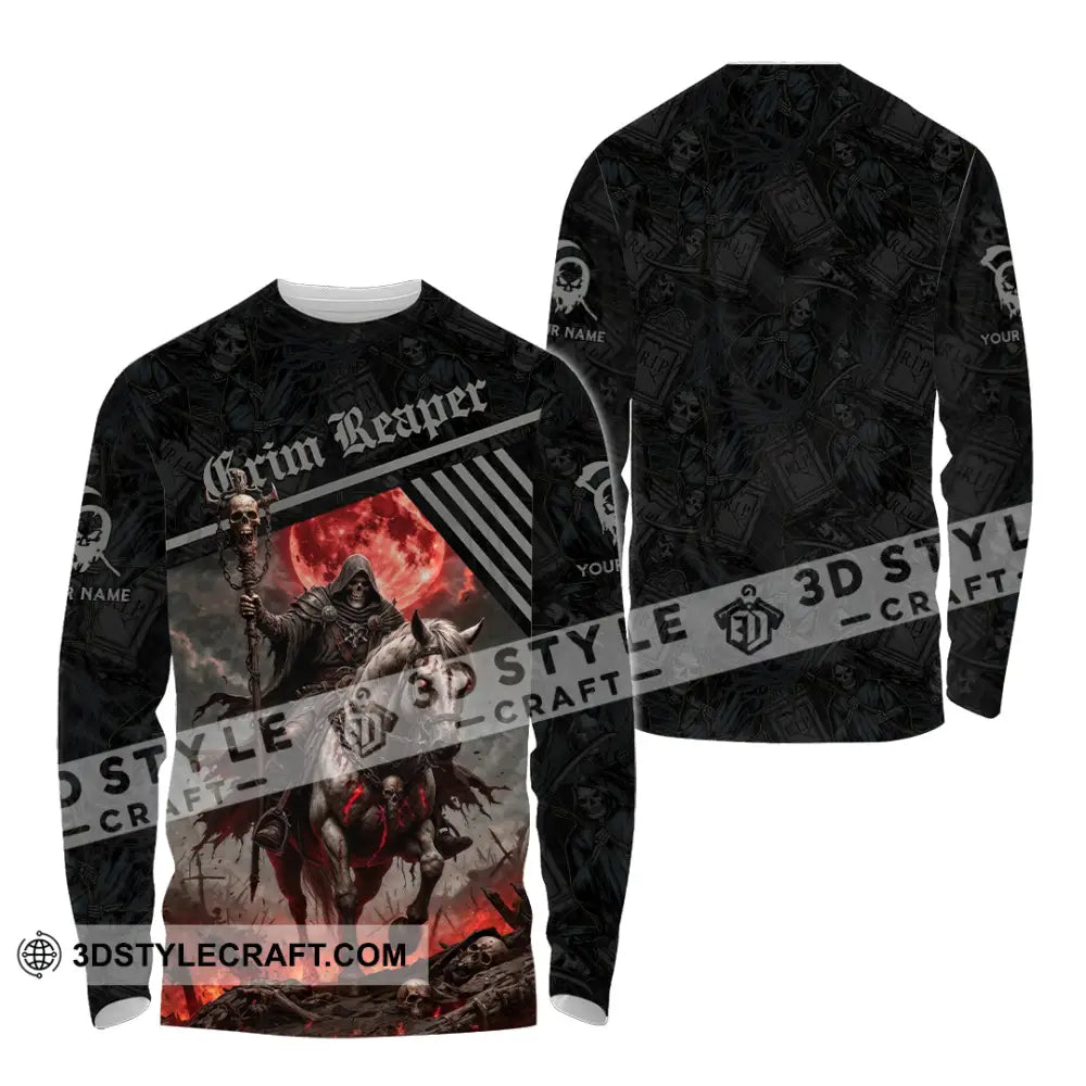 Unisex Shirt - Custom Grim Reaper Shirt Long Sleeve Shirt / S T-shirt