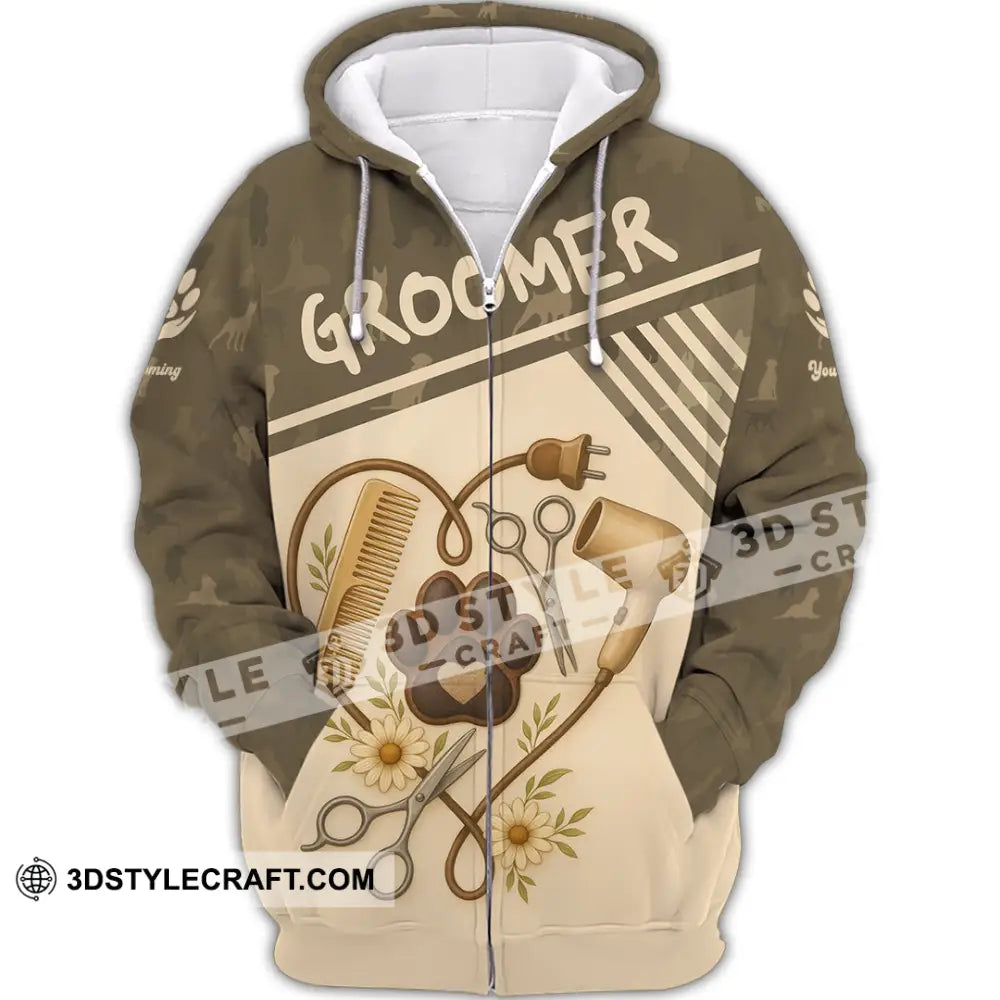 Unisex Shirt - Custom Groomer Shirt Zipper Hoodie / S T-shirt