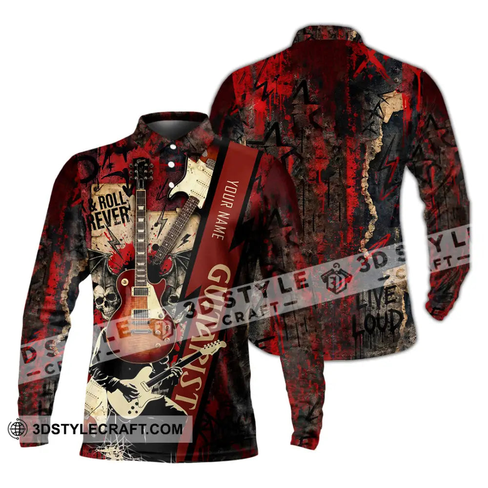 Unisex Shirt - Custom Guitarist Shirt - Long Sleeve Polo / S - T-shirt