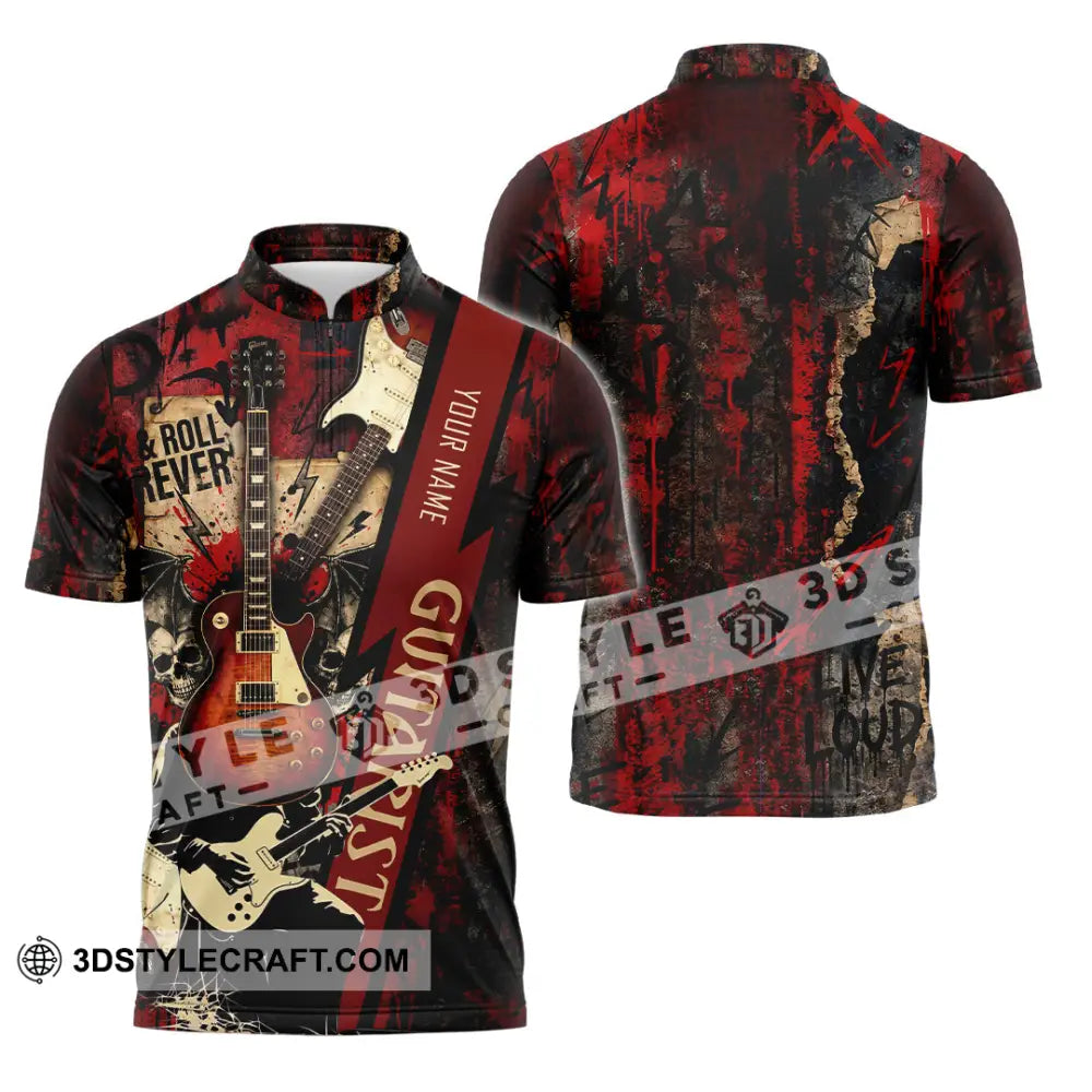 Unisex Shirt - Custom Guitarist Shirt - Zipper Polo Shirt / S - T-shirt