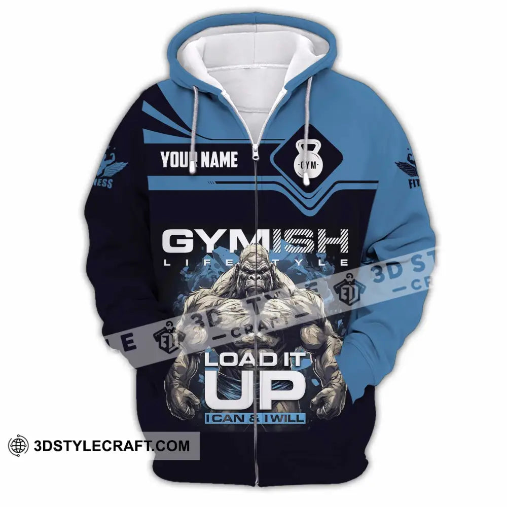 Unisex Shirt Custom Gymish Life Style Load It Up Shirt Zipper Hoodie / S T shirt