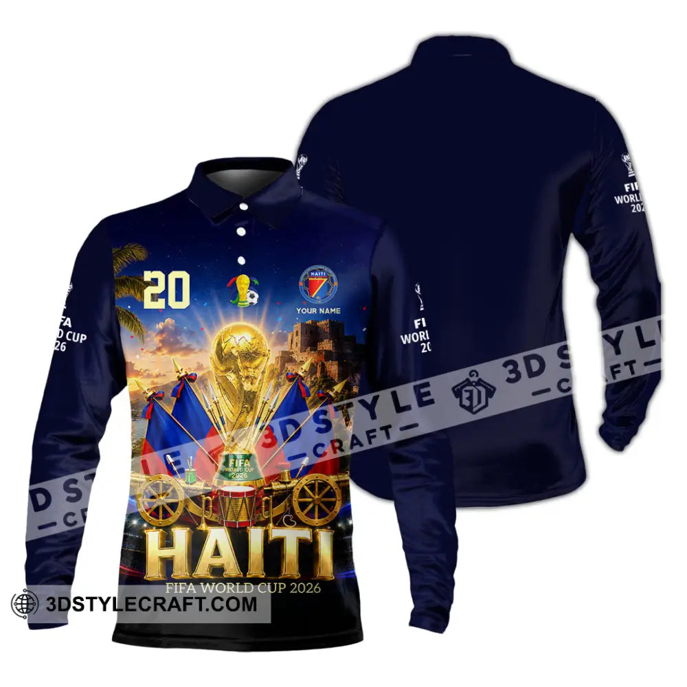Unisex Shirt - Custom Haiti World Cup 2026 Shirt - Long Sleeve Polo / S - T-shirt