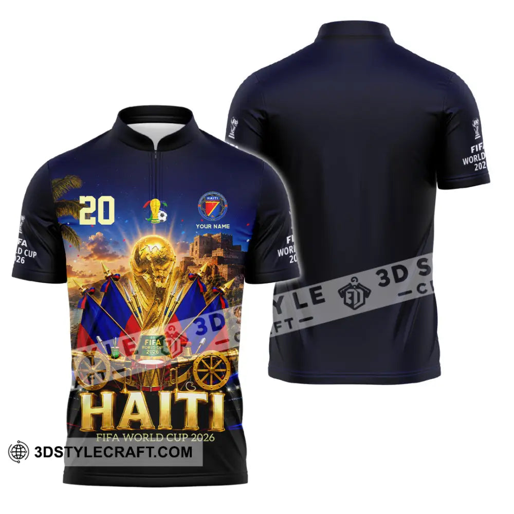 Unisex Shirt - Custom Haiti World Cup 2026 Shirt - Zipper Polo Shirt / S - T-shirt