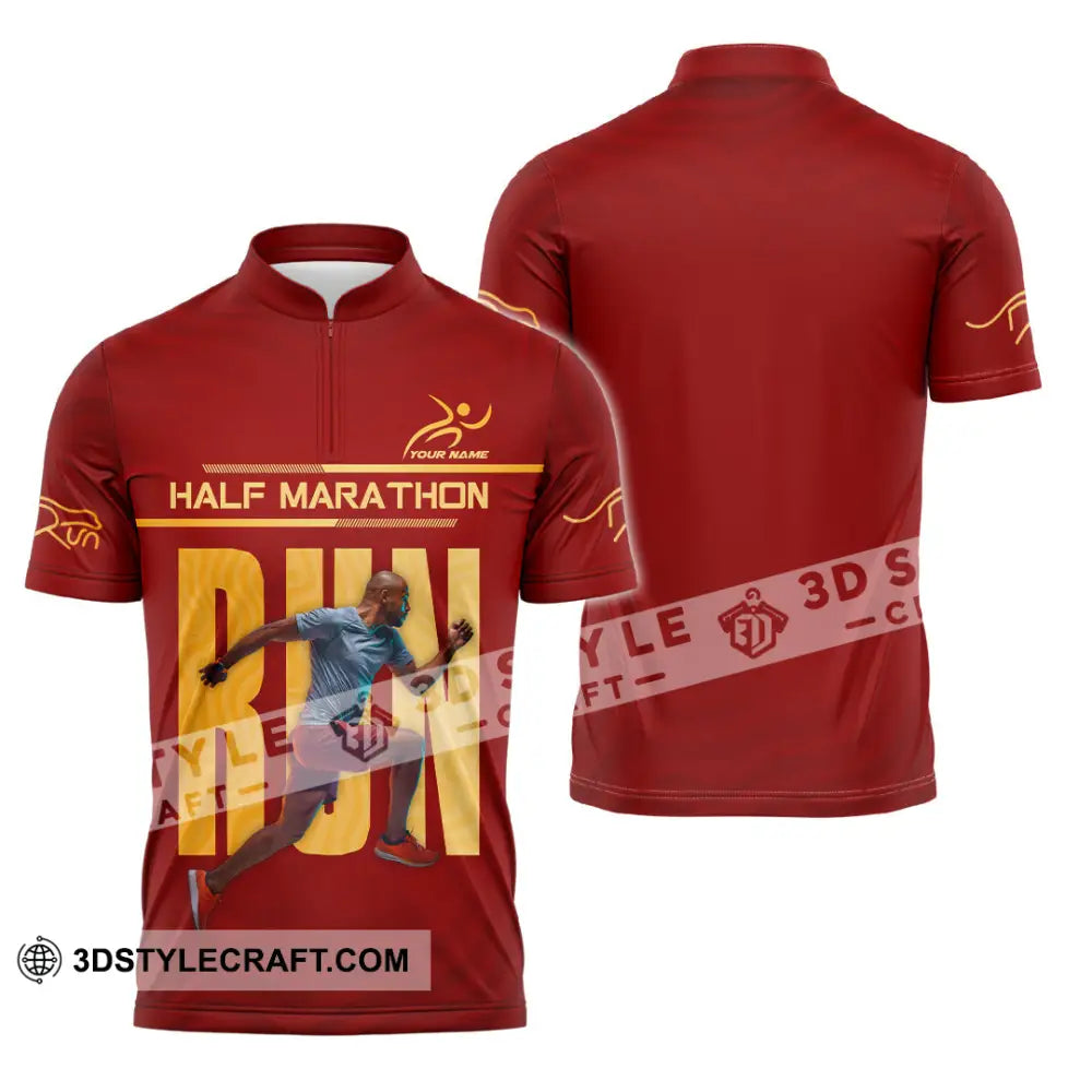 Unisex Shirt - Custom Half Marathon Run 3D Shirt Zipper Polo Shirt / S T-shirt