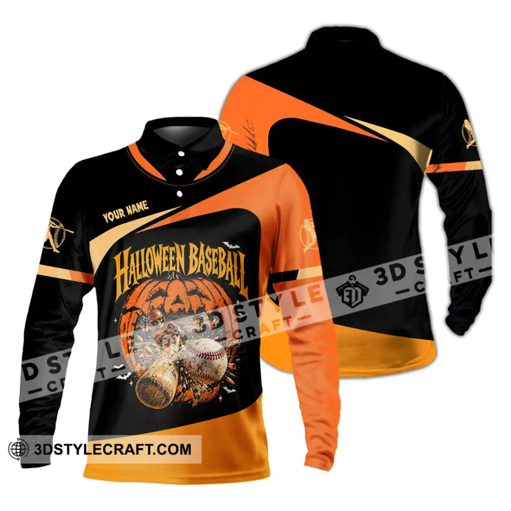 Unisex Shirt - Custom Halloween Baseball Shirt - Long Sleeve Polo / S - T-shirt