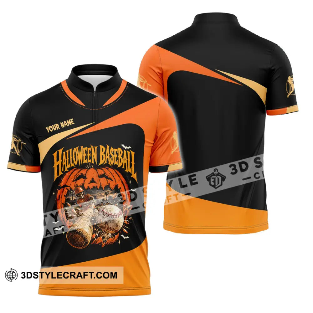 Unisex Shirt - Custom Halloween Baseball Shirt - Zipper Polo Shirt / S - T-shirt
