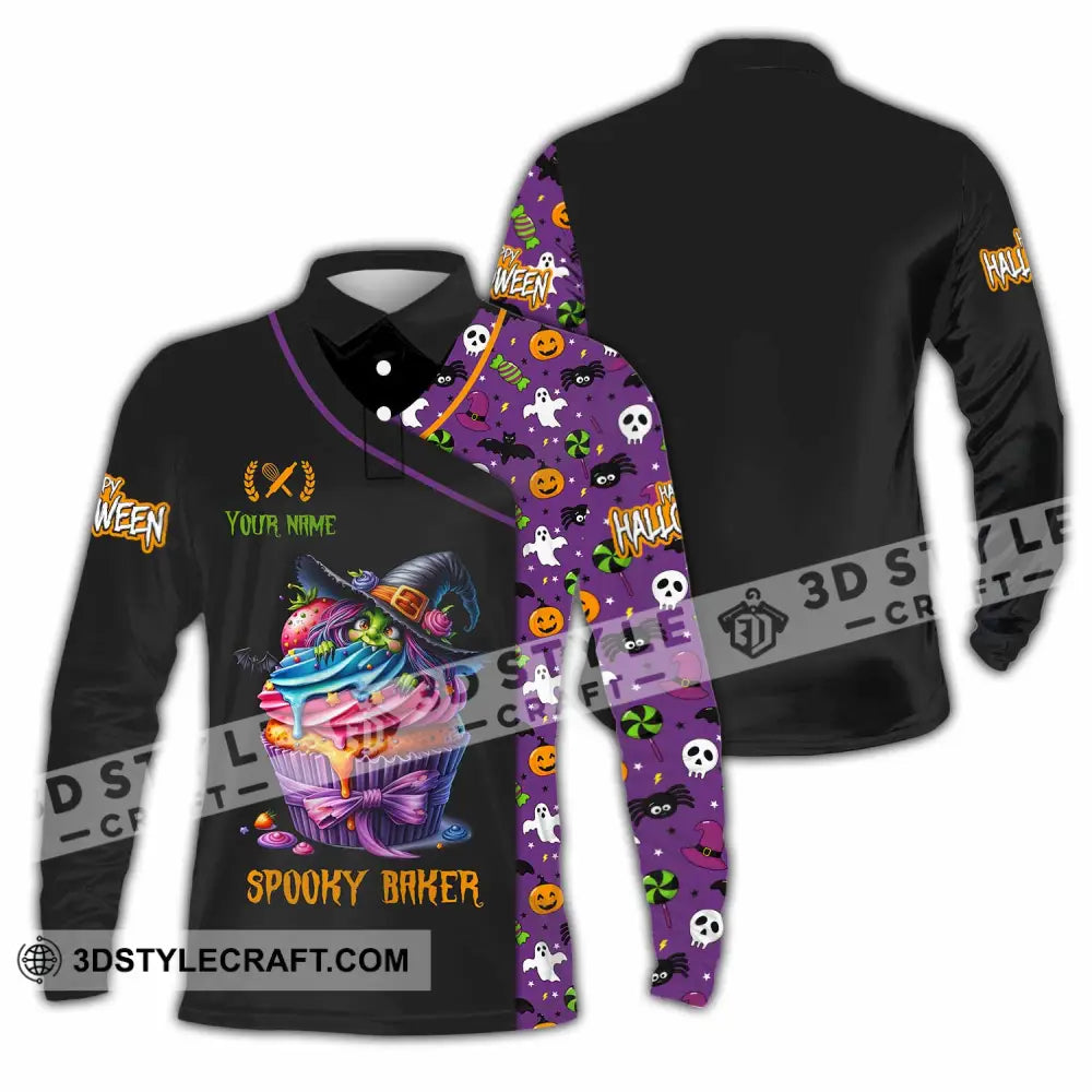Unisex Shirt Custom Halloween Spooky Baker Shirt Long Sleeve Polo / S T shirt