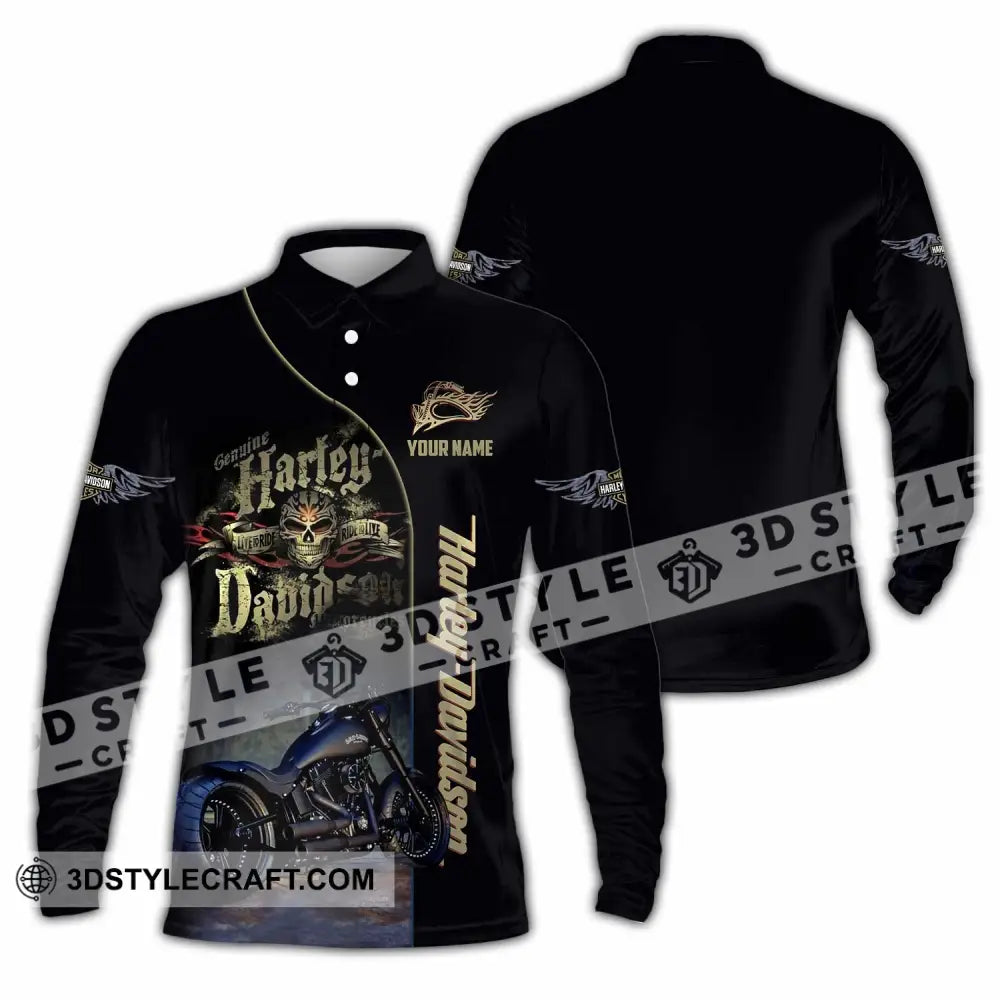 Unisex Shirt - Custom Harley Davidson Shirt Long Sleeve Polo / S T-shirt