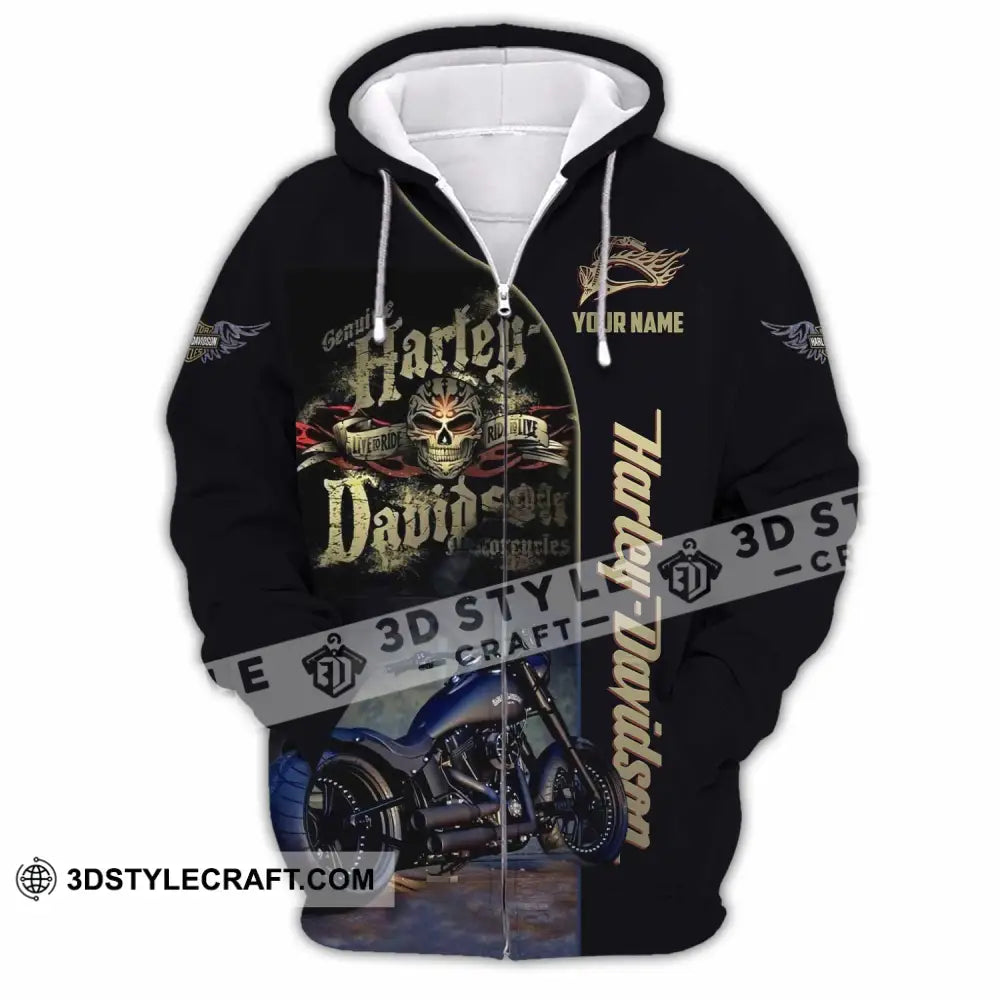 Unisex Shirt - Custom Harley Davidson Shirt Zipper Hoodie / S T-shirt