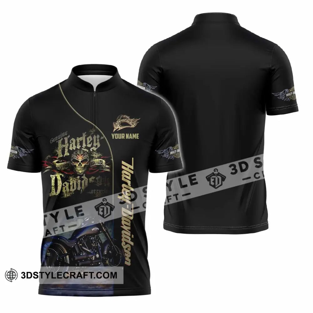 Unisex Shirt - Custom Harley Davidson Shirt Zipper Polo Shirt / S T-shirt
