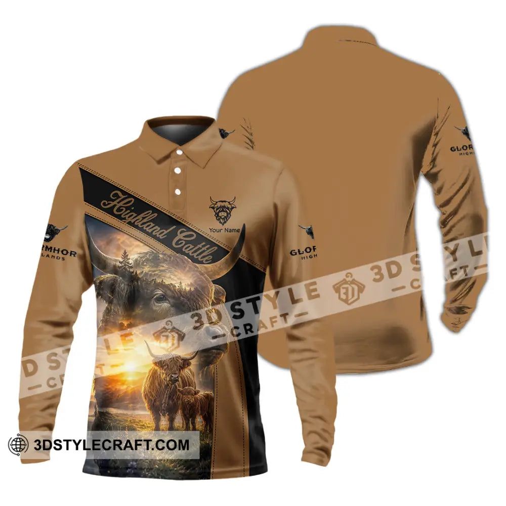 Unisex Shirt - Custom Highland Cattle Shirt - Long Sleeve Polo / S - T-shirt