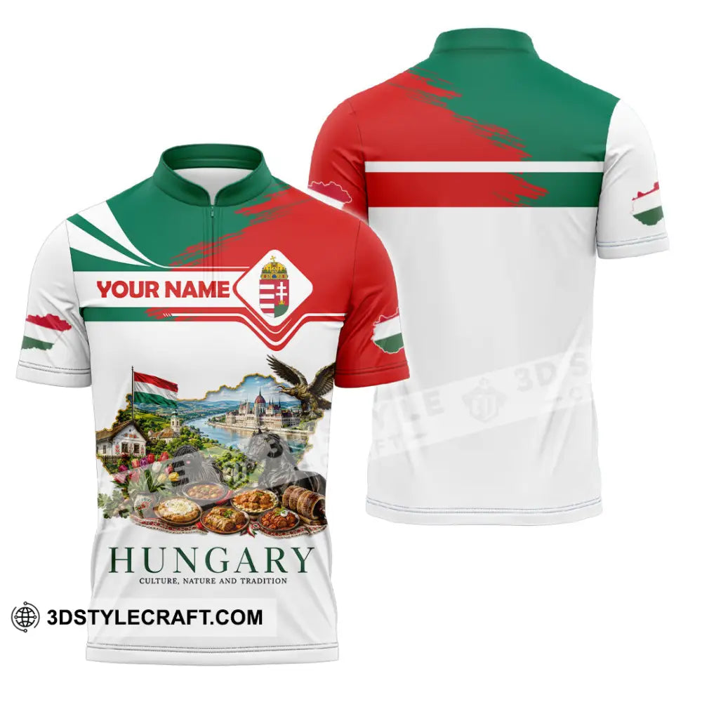 Unisex Shirt - Custom Hungary Shirt - Zipper Polo Shirt / S - T-shirt